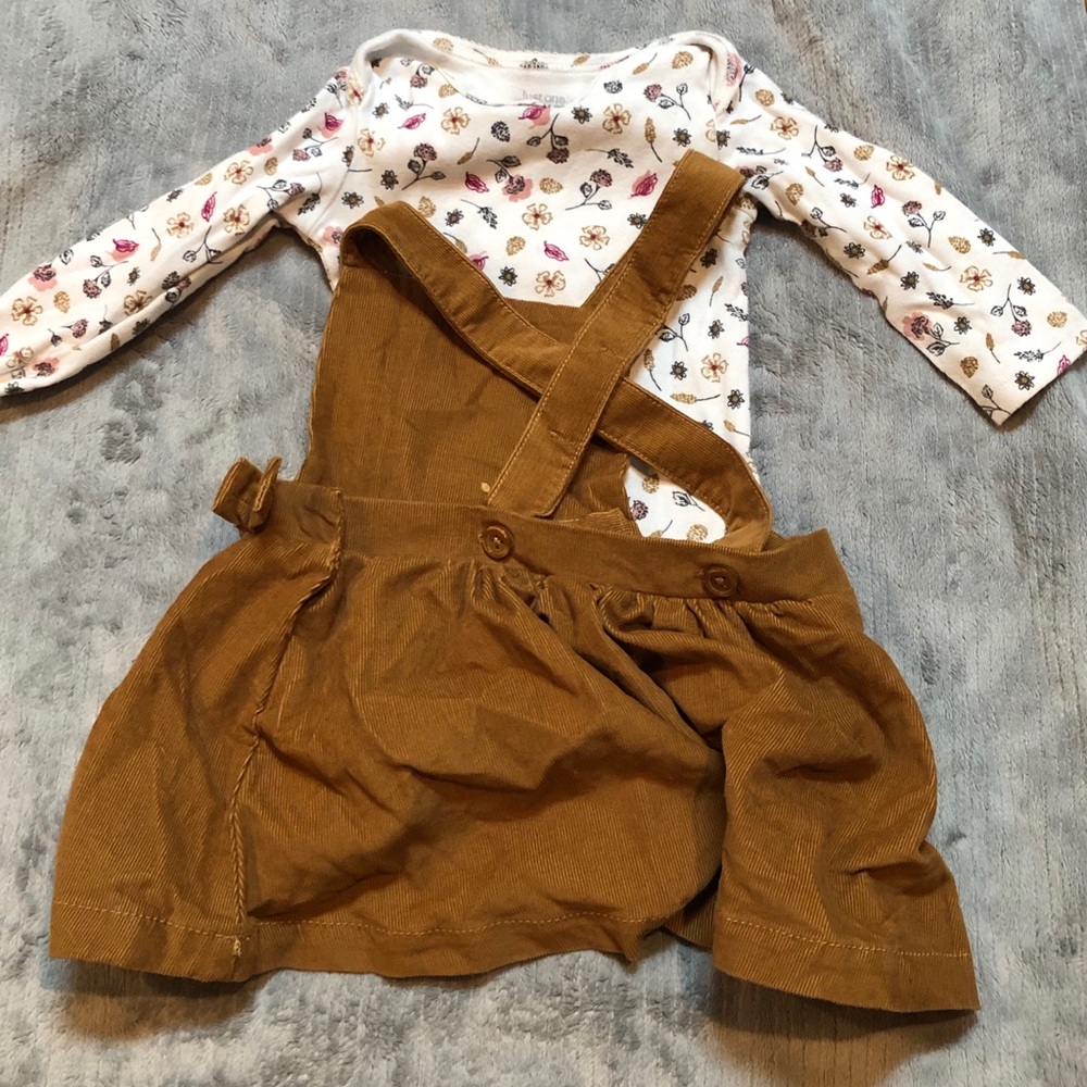 Fall outfit. Long sleeve onesie and dress.